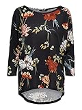 ONLY Damen Onlelcos 4/5 Aop Top Jrs Noos Langarmshirt, Black/Aop:hannah Flower, S