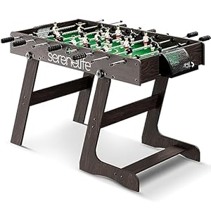 SereneLife Full Size Foosball Table, 48" Foose Ball Set with 2 Mini Footballs, Score Keeper, Solid and Sturdy Legs, Soccer Table for Home, Family, Kids, Adults - Foldable or Standard SereneLife Full Size Foosball Table 48 Foose Ball Set with 2 Mini Footballs Score Keeper Solid and Sturdy Legs Soccer Table for Home Family Kids Adults Foldable or Standard
