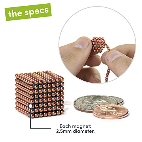 Speks Magnetic Balls - Luxe Rose Gold Set of 512 (2.5mm) - Fun Stress Relief Desk Toy for Adults - Mashable Smashable Buildable