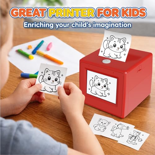 Image of AI Smart Voice Sticker Printer Box, Smart Thermal Sticker Printer with Voice Control & Display, Inkless Portable Mini Printer for DIY, Study & Creative Fun, Includes 5 Rolls of Paper