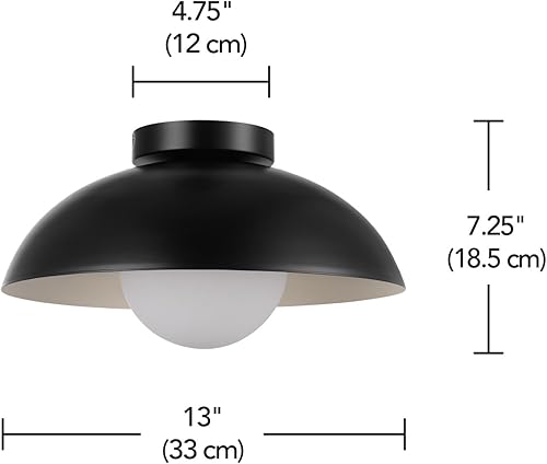 Miniatura 10 de Globe Electric 66000076 - Lámpara de techo empotrada de 1 luz, negro mate, pantalla de cristal de ópalo blanco, lámpara de techo, mejoras para el