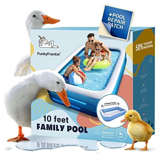 Large 10 ft Inflatable Swimming Pool for Whole Family - Easy To Set Up & Maintain | Pool for Backyards | 120x73x22 inch Outdoor Rectangular Pool for Adults & Kids | Kiddie - Safe & BPA-free