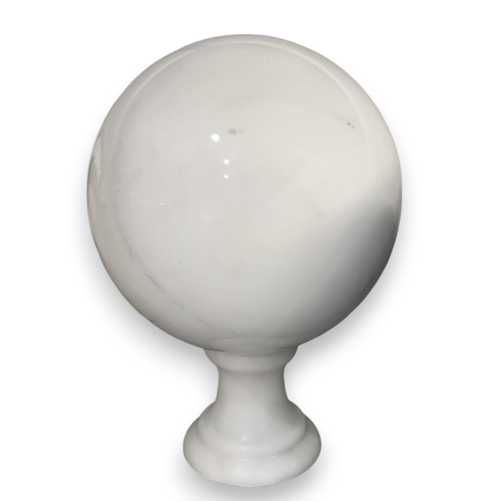 Sphère en marbre blanc Carrara Ø 14 cm objet design minéral et support de verre haut de gamme
