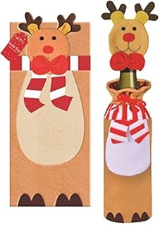 Cute Novelty Felt Christmas Wine Bottle Gift Bags & Character Toppers (Santa)