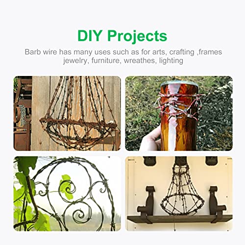 Suvunpo 49 Ft Barbed Wire,4 Point Barbed Wire Fence Perfect For Crafts, Fences, And Critter Deterrent,16 Gauge Barb Craft Wire Included A Pair Of Gloves #TOP2