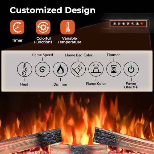 Image of R.W.FLAME 39 inch Electric Fireplace Insert, Adjustable 5 Flame Colors, Fireplace Heater 750W /1500W, 13 Log Colors, Remote Control, Timer (39 inchX27 inch)