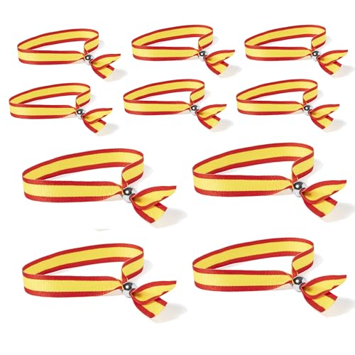 Los Eventos de la Tata. Pack de 10 Pulseras de España, cintas de España adaptables para niños y adultos (Pack de 10 cintas) Los Eventos de la Tata. Pack de 10 Pulseras de España, cintas de España adaptables para niños y adultos (Pack de 10 cintas)