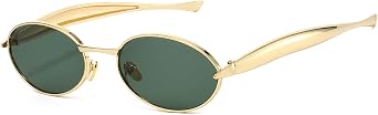 EYLRIM Retro Gold Oval Sunglasses for Women Men Trendy Metal Frame Sun Glasses UV400 Protection