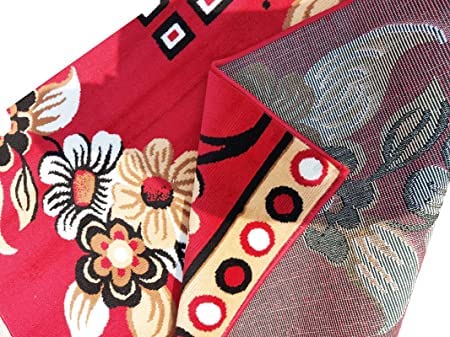 Image of Soft Modern Washable Beautiful Acrylic Rugs for Home Decor Living Room 6x8 Feet (180 x 235 Cm) Red Color