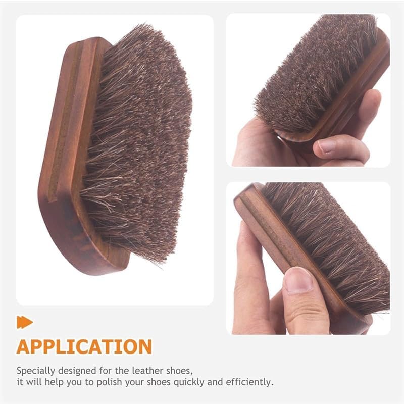 Clean Shoes Horsehair Soft Solid Wood Leather Tool Brush Polishing Horse Mane
