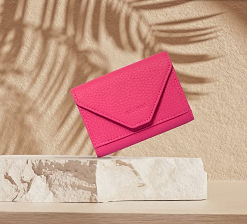 Image of grande 3639 Card Cases, Pink, Small, Leather Card Holder With Magnetic Closure, Small Women Accordion Wallet
