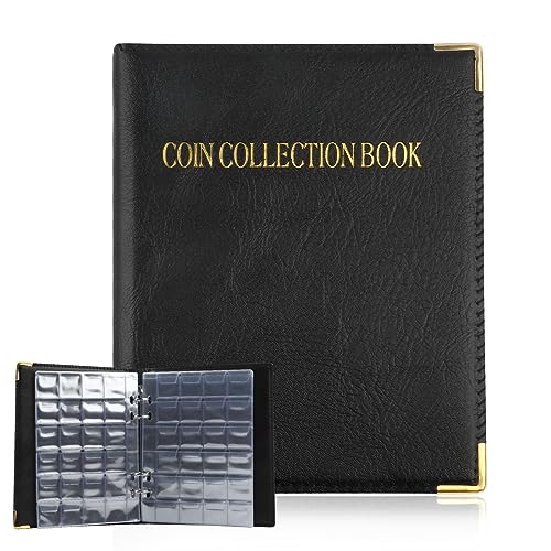 Álbum de Monedas, 20 Páginas 480 Bolsillos, Album Monedas Coleccion,Album Monedas Coleccion, para Coleccionar Monedas, clasificador de Monedas,para Coleccionistas, Todas Las Monedas (Negro)