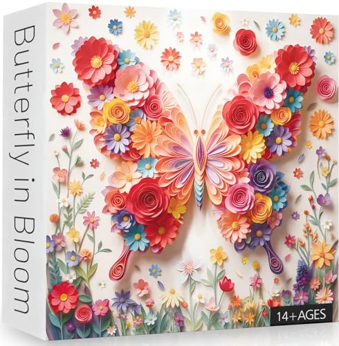 Rompecabezas pickinjoy para adultos de 1000 piezas - Diseño de mariposa con flores miniatura 1