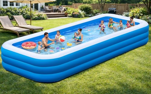 Extra Large Inflatable Pool 180" x 76" x 22" with Air Pump Included – 1303 Gallon Blow Up Pool for Adults Family, Heavy Duty Above Ground Outdoor Swimming Pool for Backyard Summer Party by HRLA - Used condition - Image 2