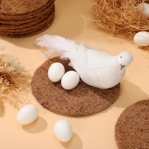 Image of OUNONA Coconut Fiber Bird Nesting Pads 10 Pack Round Pigeon Nest Liner for Egg Laying Breeding Warm Nest Support for Parrot Chicken Bird Cage Accessories 5.90 in