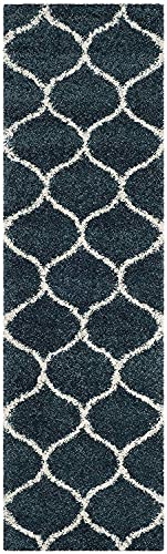 Image of Super Ultra Modern Soft Shaggy Handcrafted Anti-Skid Silk Touch Carpet, Size 2x5 Feet, Color SLATEE BLUE11