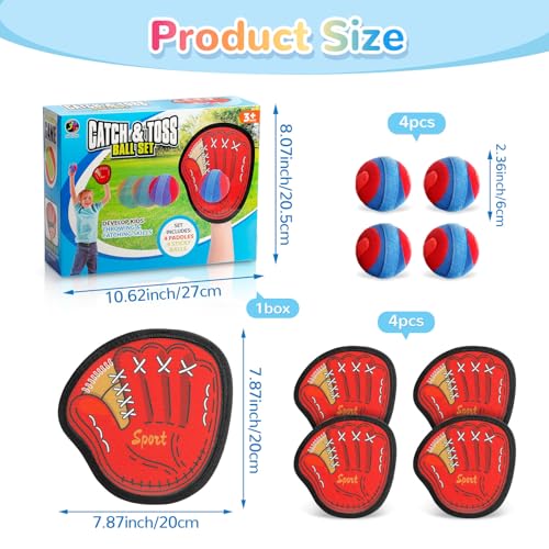 Toss and Catch Ball Game Outdoor, Kids Outdoor Games Yard Games Beach Toys Pool Toys for Family, Toddler Baseball Glove & Catch Ball Toys Birthday Gift for Ages 3 4 5 6 7 8-12 Year Old Boys Girls