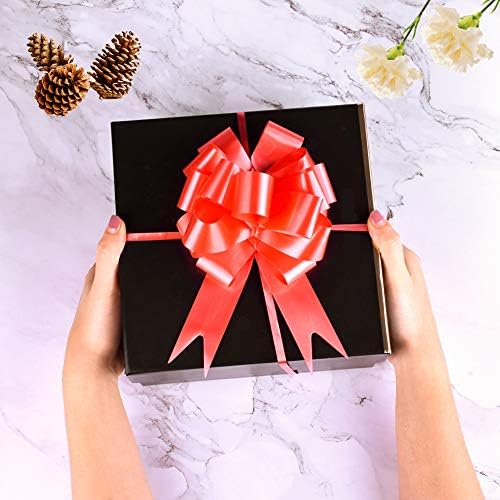 WXJ13 30 Pack Red Gift Basket Pull Bows with Ribbon Strings for Gift Wrapping, Christmas, Wedding, Valentine's Day, Present Decoration (Red)