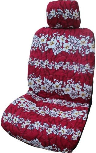 Hawaiian Red Hibiscus Wave Separate Headrest Car Seat Covers