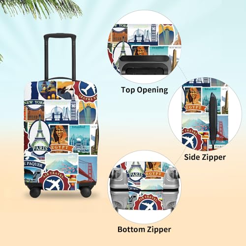 FIRST WAY Luggage Cover Protector - Anti-Scratch Suitcase Cover for Travel - Protects Against Dirt and Wear, Fits 18"-22" Luggage Landmark4