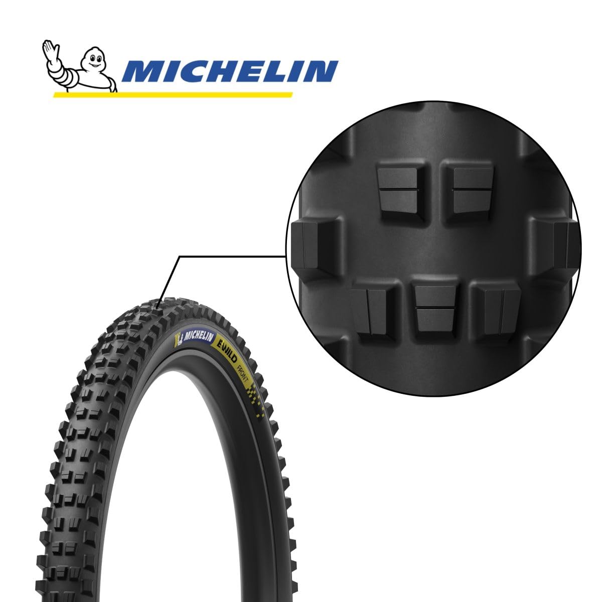 MICHELIN - Lot de 2 Pneus VTT E-Wild Tubeless Ready ou TS pour VTTAE Avant et/ou Arrière Disponible en Plusieurs Dimensions et Configurations