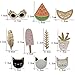 Cute Enamel Lapel Pins Set Cartoon Animal Plant Floral Fruits Foods Brooches Pin Badges for Clothing Bags Backpacks Jackets Hat DIY (Couple Cats Fruits Leaves)