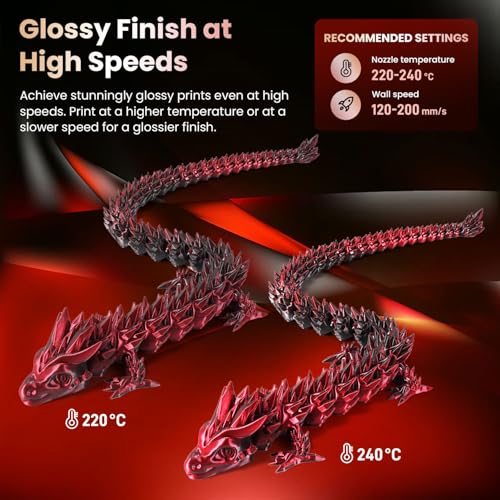 Image of FLASHFORGE Silk Bi-Color PLA Filament 1.75mm, Coextrusion Black Red Dual Color Multicolor 3D Printer Filament, Enchanting Silk Finish with 360 Multicolor Shifting Color Effect