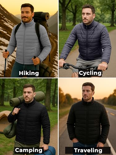 URBAN BUCK Packable Puffer Jacket for Men Lightweight Winter Down Alternative Windproof & Water Repellent Hiking Jackets4