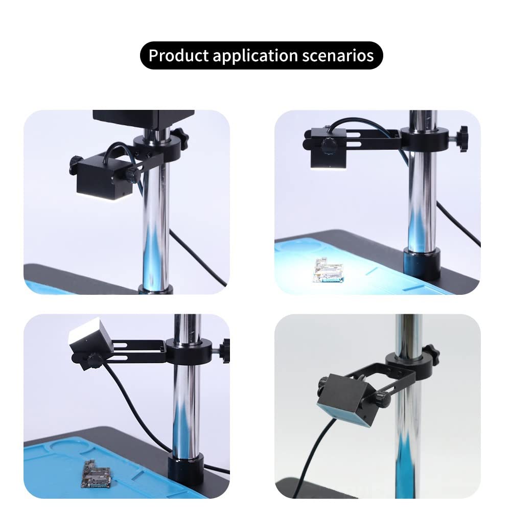 Iluminadores de microscopio Ajustable 60 LED Difusor PVC Iluminador cuadrado Visión lateral industrial for estéreo Lámpara luz 25/32 mm diámetro Repuestos para microscopios de laboratorio