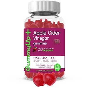Sugar-Free Apple Cider Vinegar Gummies with The Mother – 1200mg ACV, Folic Acid & B12 for Energy & Wellness – 60 Natural Apple Flavoured Gummies – Delicious, Healthy, & Easy to Take!