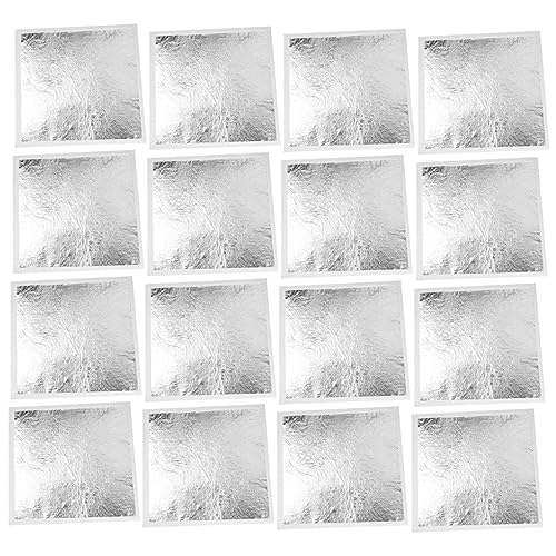 SEWOART 200 Piezas Hoja De Plata Flores De Oro Artificiales Papel De Oro Lámina De Imitación Jaspeado Pintura De Pan De Oro Estaño Adhesivo De Pan De Oro Gel Dorado Cazador De Focas Silver