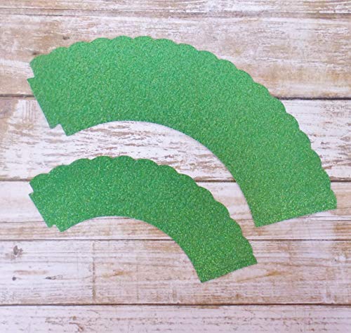 Green Glitter Cupcake Wrappers Party Dessert Decorations Standard And Mini Holders Set Of 12 #TOP2