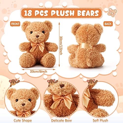 Hydren 18Pcs Plush Bears Set - 12In Stuffed Animals, Soft Dolls With Bows For Party Favors & Gifts #TOP1