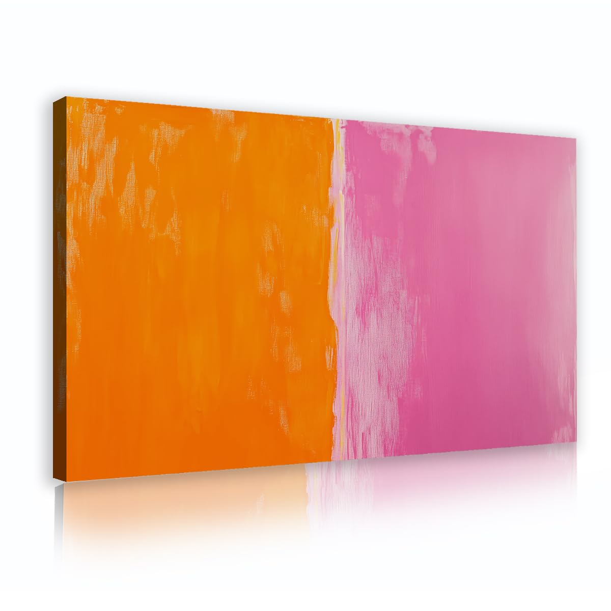 Peintures roses et orange sur toile abstraite OSHIONARTE de 41x70cm - 8