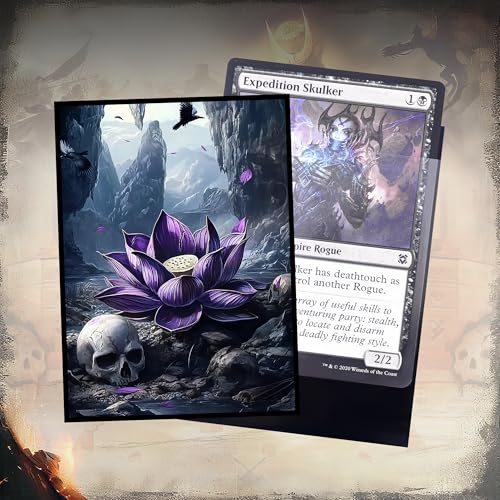 Image of Kabinka MTG Card Sleeves - 100 Standard Size Pack Clear Front & Matte Finish Back with Lotus, Premium Sleeves for Magic The Gathering TCG
