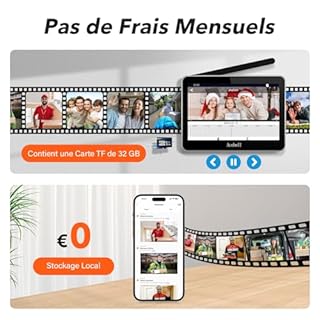 ACEBELL 1080P WiFi Visiophone Sans Fil,Interphone Vidéo Sans Fil avec Écran Tactile 7'', Étanche Sonnette de Camera ave Batterie Rechargeable, Vision Nocturne, PIR Détection de Mouvement, Contrôle APP