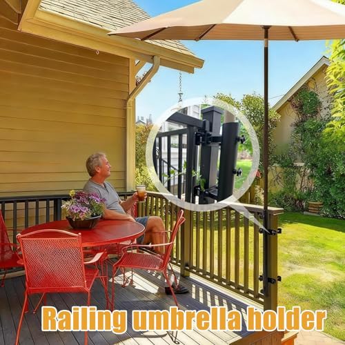 Support pour parapluie de terrasse ajustable et montage mât balcon - 3