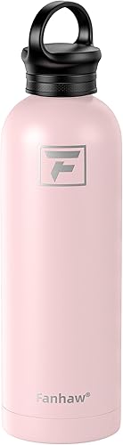 Fanhaw Botella de agua aislada con tapa con asa, 17 onzas, boca estrecha, acero inoxidable, doble pared, aislada al vacío, botellas de agua a prueba