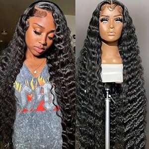 Loose Wave Lace Front Wigs Human Hair 200% Density 13×4 HD Transparent Full Lace Frontal Wigs Human Hair Loose Deep Wave Glueless Wigs Human Hair Pre Plucked with Baby Hair for Women (32 Inch)