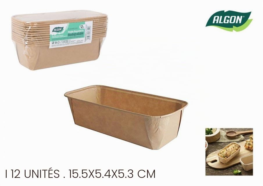Set 12 moules à cake papier 15,5x5,4x5,3cm spécial four - biodégradable