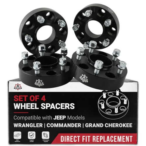 Wheel Spacer Set of 4-1.5in Thick - 5x127mm 5x5in Hub Centric Adapter 71.5mm Bore - 1/2 x 20 Studs - Compatible with Jeep Vehicles - 2007-2018 Wrangler 06-10 Commander 05-10 Grand Cherokee