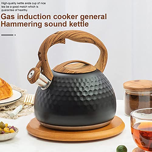 Vilihkc Tea Kettle,3 Quart / 2.8 Stainless Steel Tea Kettles, Food Grade Stovetops Tea Pot With Wood Pattern Handle Loud Whistling For Tea, Coffee, Milk Etc, Gas Electric Applicable #TOP6