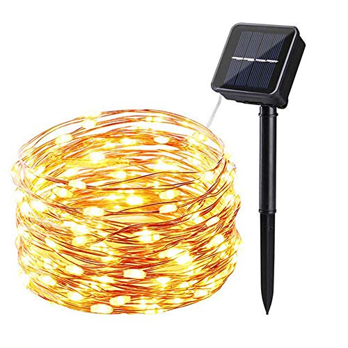 Preisvergleich Produktbild Outdoor lichterkette solar, 20M200LED wasserdichte Solar-Kupferdraht-Lichterketten, Lichterketten mit 8 Blinkmustern, LED-Lichterketten für Weihnachtsbäume, warmweiß