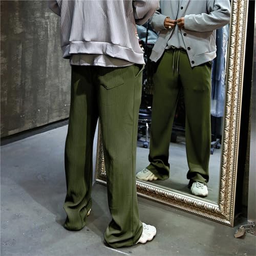 evzosrz Mens Casual Ribbed Knit Pants Straight Lightweight Drawstring Beach Yoga Pants Loose Fit Striped Long Trousers3