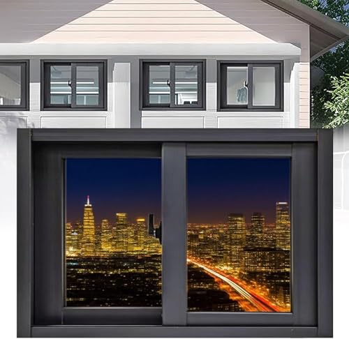 Ventana de aluminio ventilada de 37x21'' con elegante acabado negro 2