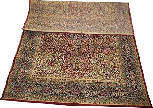 Image of Kashmiri Traditional Woollen Carpet with Advanced 1 Inch Thickness & Classical Look 60x180cm (2x6 Feet) Color Maroon