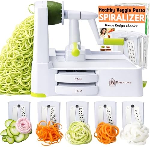 Brieftons 5-Blade Vegetable Spiralizer: Best Zucchini Spiral Slic...
