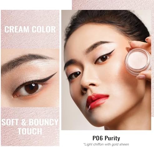 Oulac Cream Eyeshadow also for Highlighter Large Capacity Highly Pigmented Eye Shadow Waterproof &Long Lasting with Moisturizing Formula P06 - 1