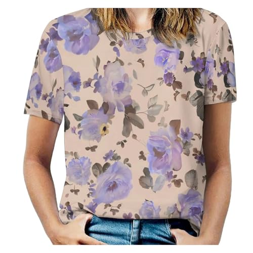 T-shirt imprimé floral rouge O cou : le confort oversize contre la chaleur