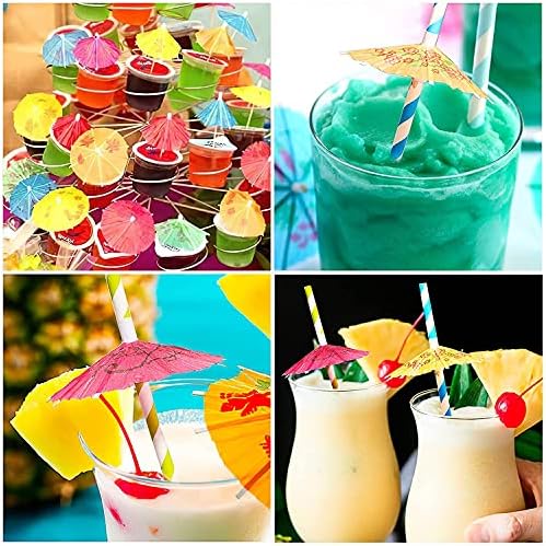 105PCS Cocktail Accessories for Drinks,Cocktail Party Decorations,Cocktail Fruit Label,Swizzle Sticks Paper Umbrella Sticks,Drinks Summer Party Drink Decorations Hawaiian Tropical Party Decoration